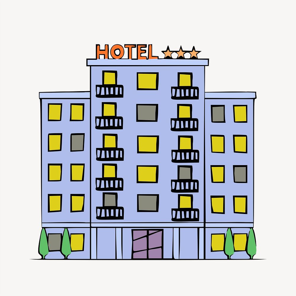 Hotel illustration psd. Free public domain CC0 image.