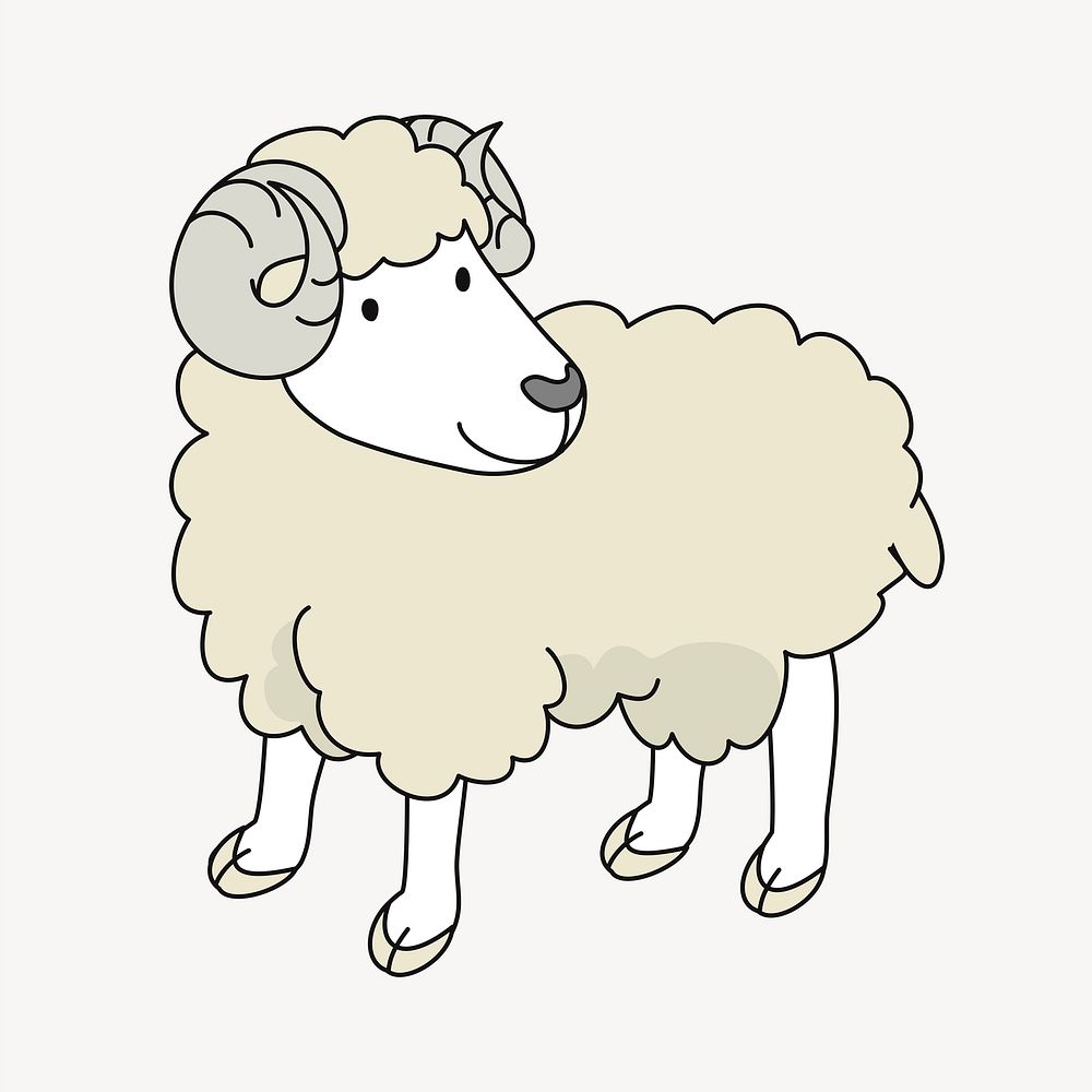 Sheep illustration. Free public domain CC0 image.