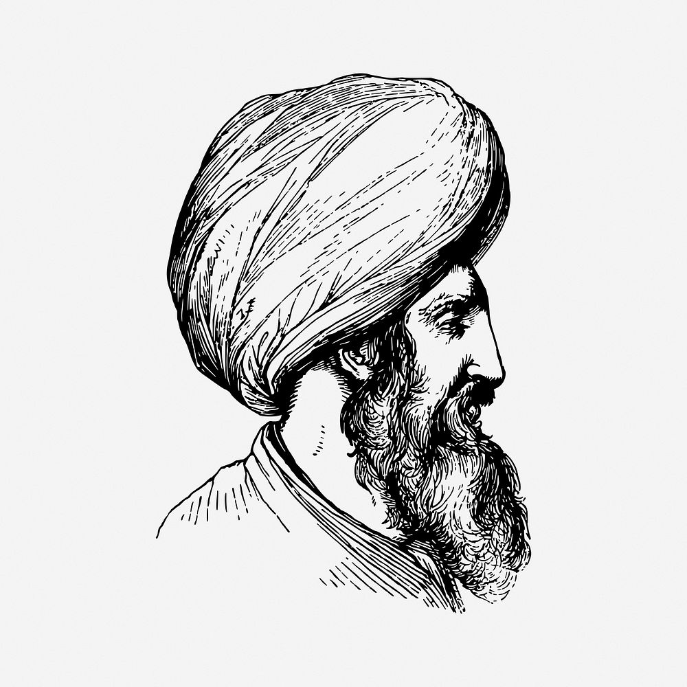 Arab man illustration. Free public domain CC0 image.