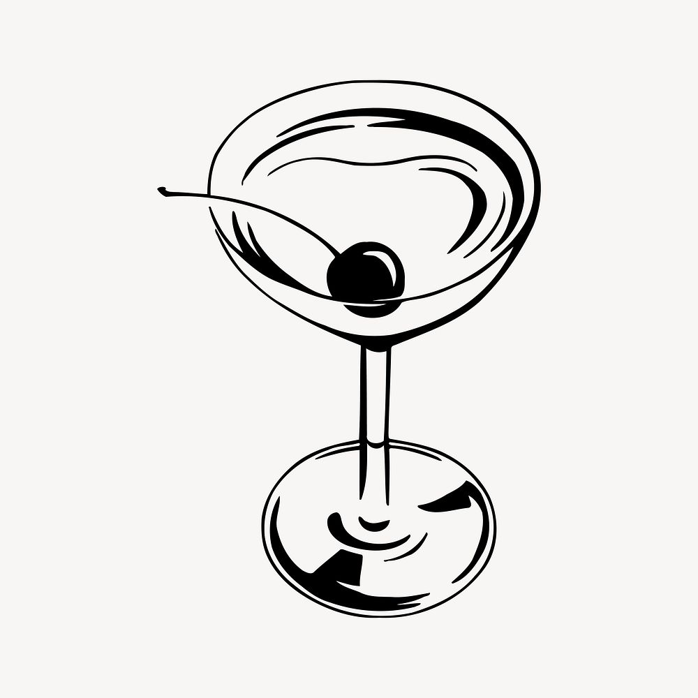 Cocktail drink illustration vector. Free public domain CC0 image.