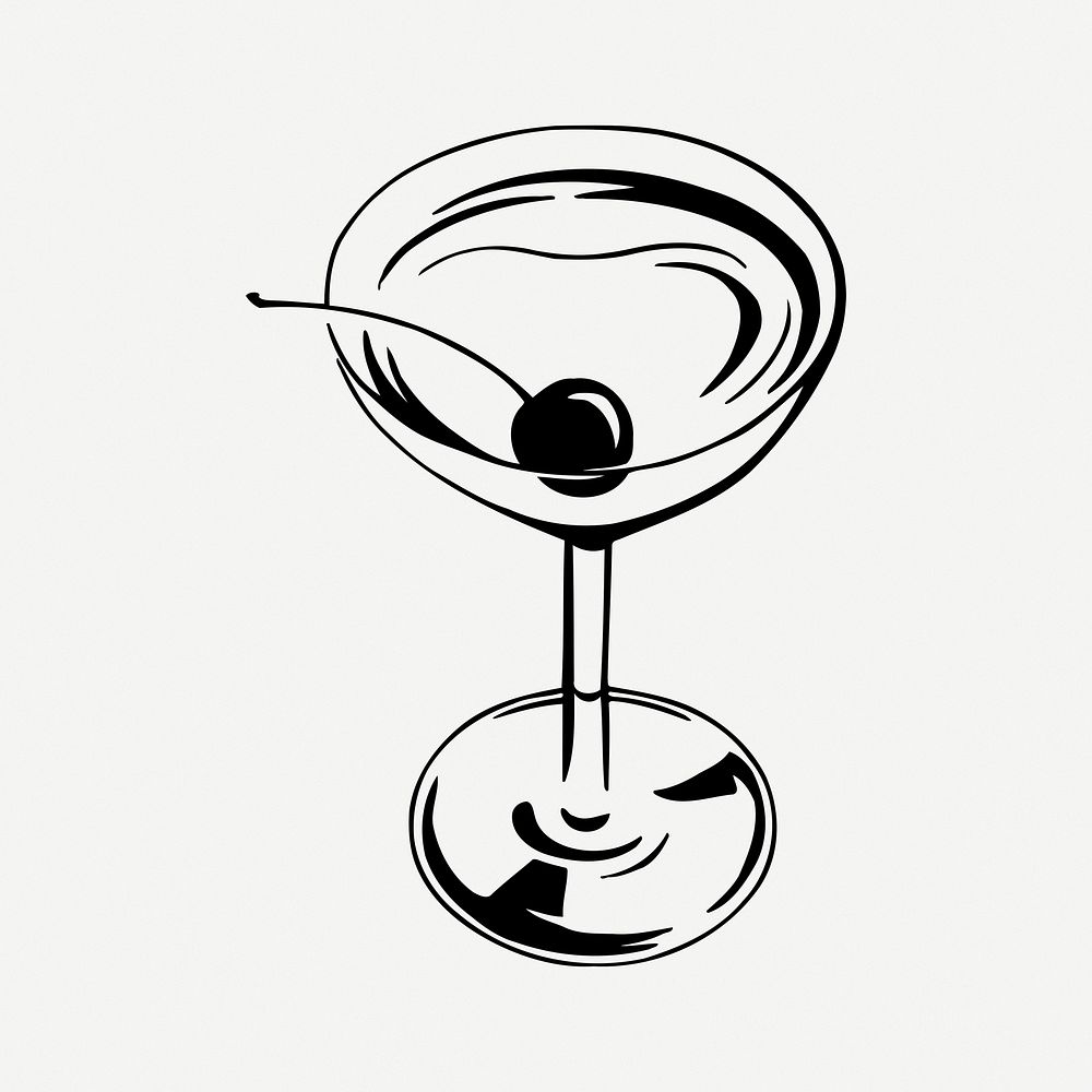 Cocktail drink illustration psd. Free public domain CC0 image.