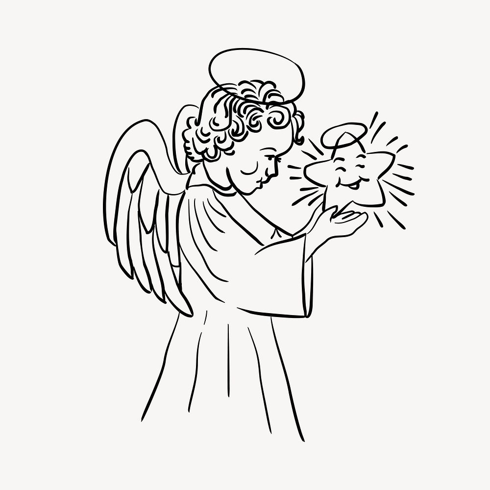 Child angel illustration vector. Free public domain CC0 image.