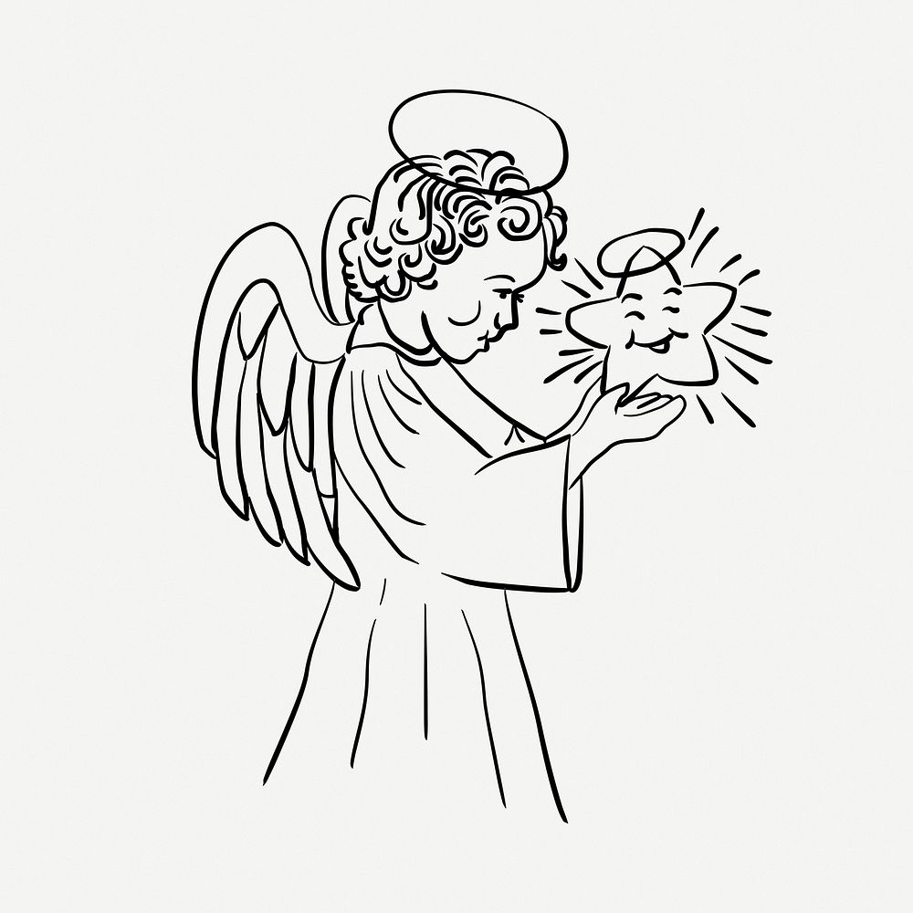 Child angel illustration psd. Free public domain CC0 image.
