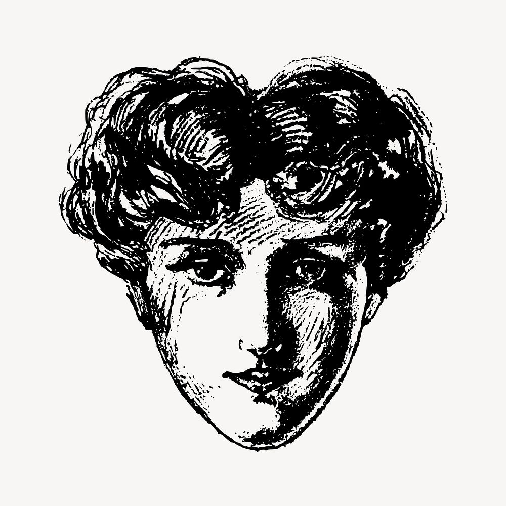 Woman portrait illustration vector. Free public domain CC0 image.