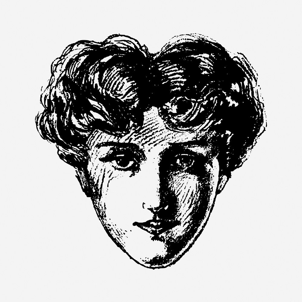 Woman portrait illustration. Free public domain CC0 image.