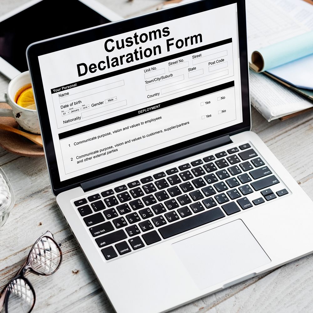 Customs Declaration Form Invoice Freight Parcel Concept