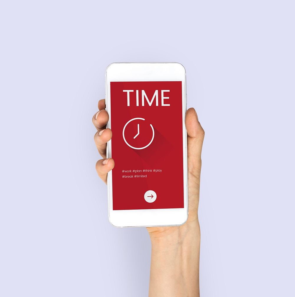 Time concept on a digital device screen