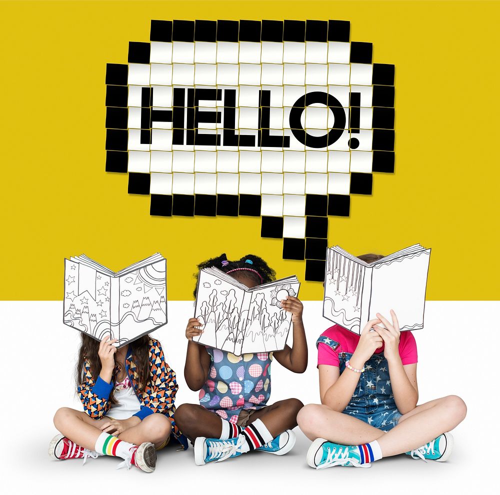 Kids Say Hello Hi Greeting Speech Bubble Graphic