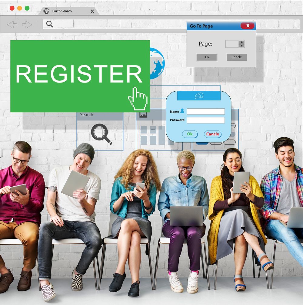 Register Enter Apply List Subscribe Application Concept