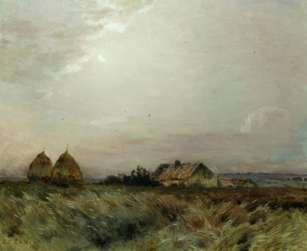 Landscape depicts the coastal village of Equiken near Boulogne - sur - Mer, in Cazin's native region of Picardie.. Original…