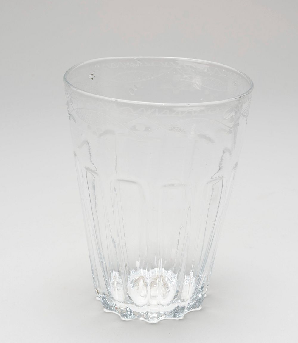 water glass-tumbler, etched glass. Original from the Minneapolis Institute of Art.