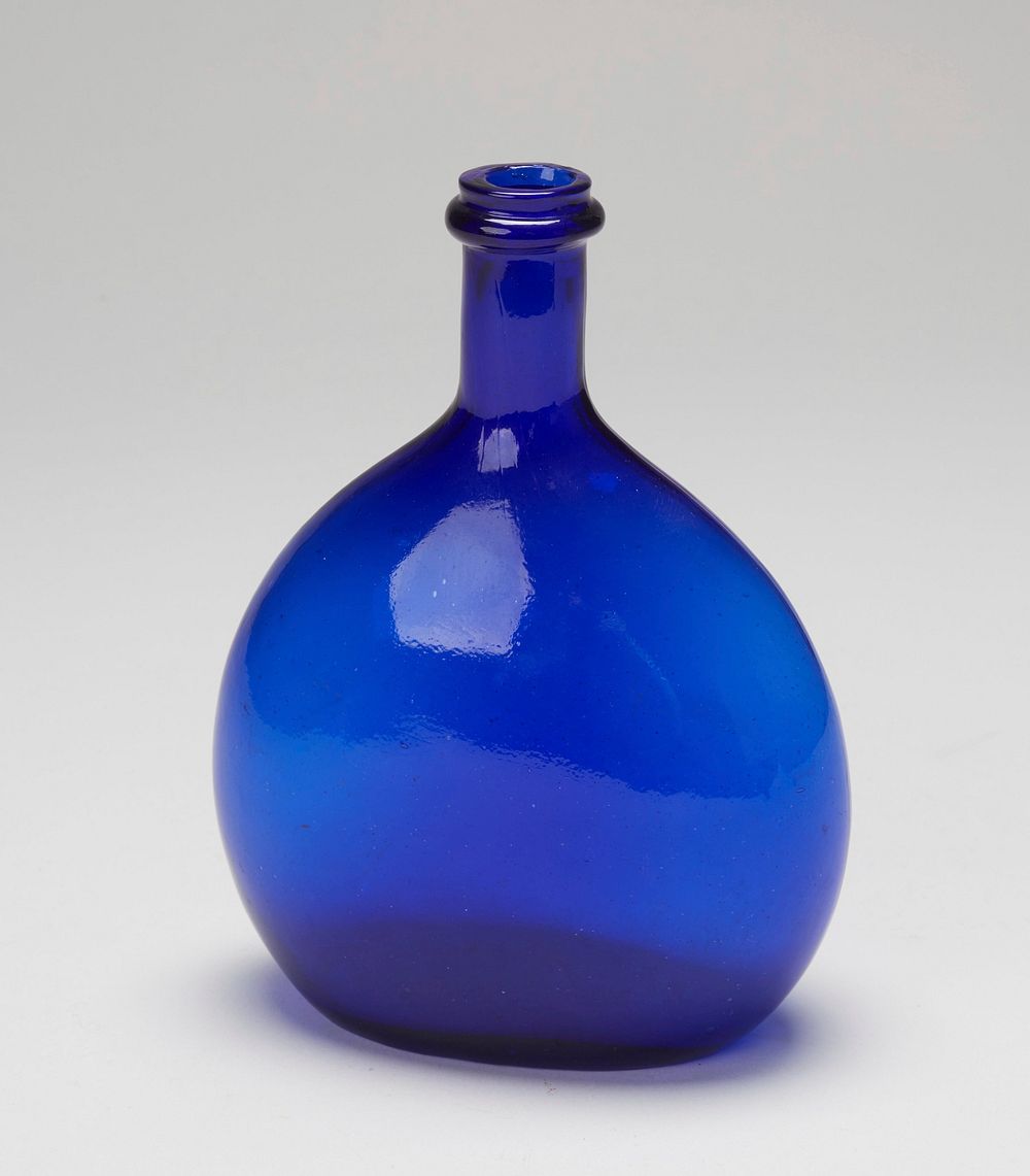 bottle-flask, blue colored glass. Original from the Minneapolis Institute of Art.