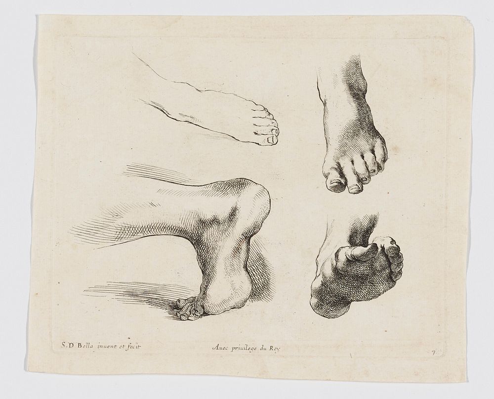 four studies of left feet. Original from the Minneapolis Institute of Art.