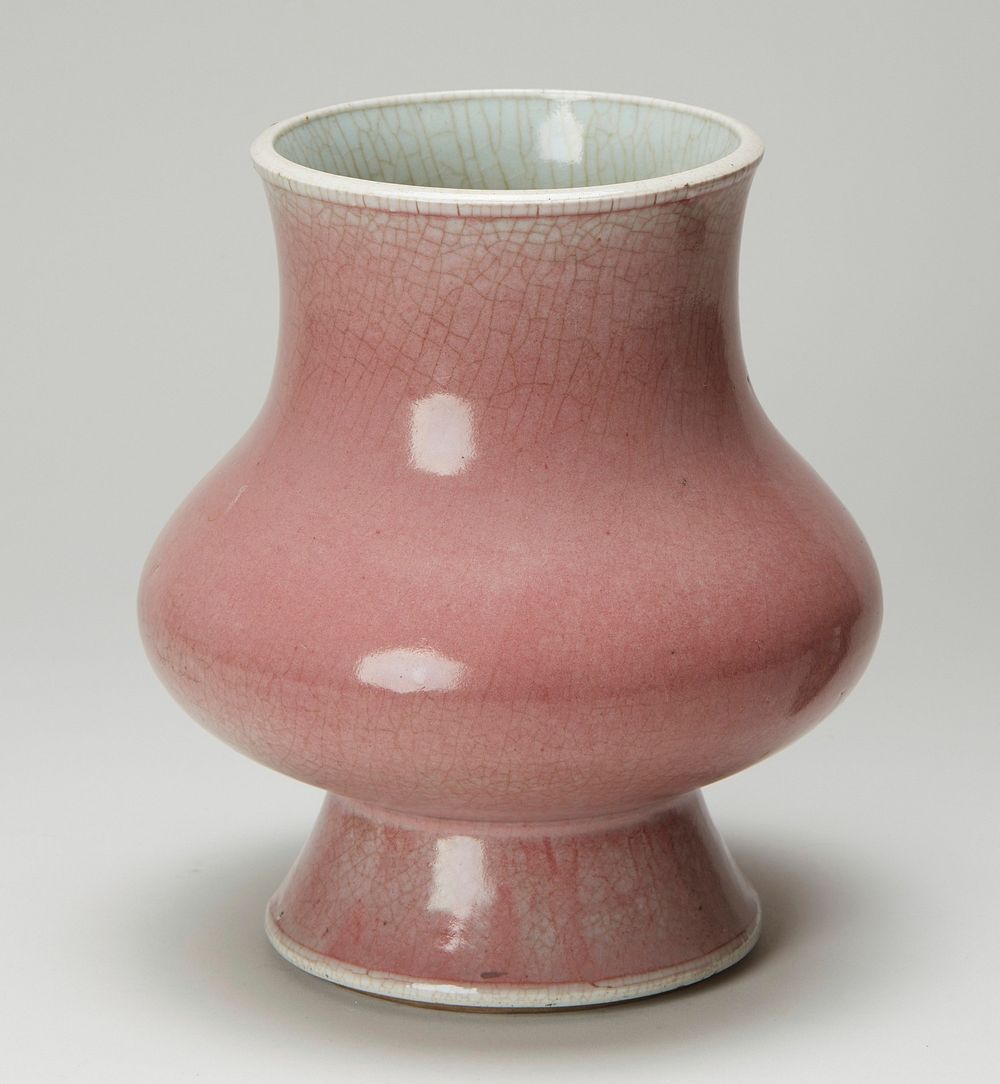 Jar, wide necked, ashes of rose crackle. Original from the Minneapolis Institute of Art.