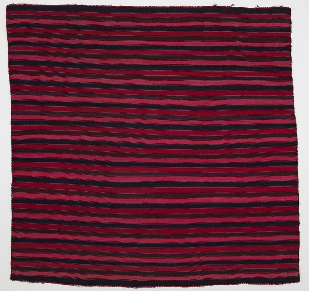 wool panel with navy, light red, dark red and brown stripes approximately 5/8" in width with thin blue and brown stripes…