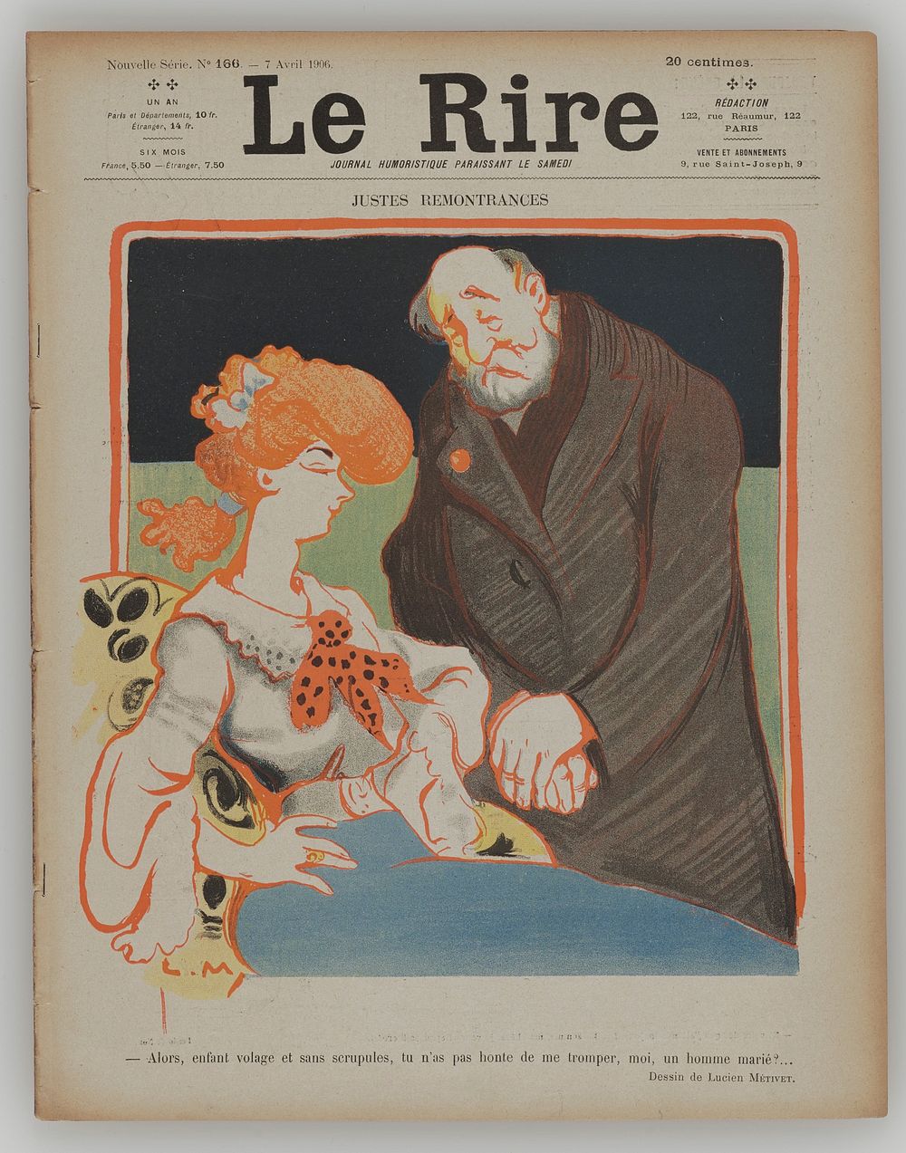 magazine with cover printed in color; cover cartoon of seated woman with orange hair, wearing a white blouse with orange and…