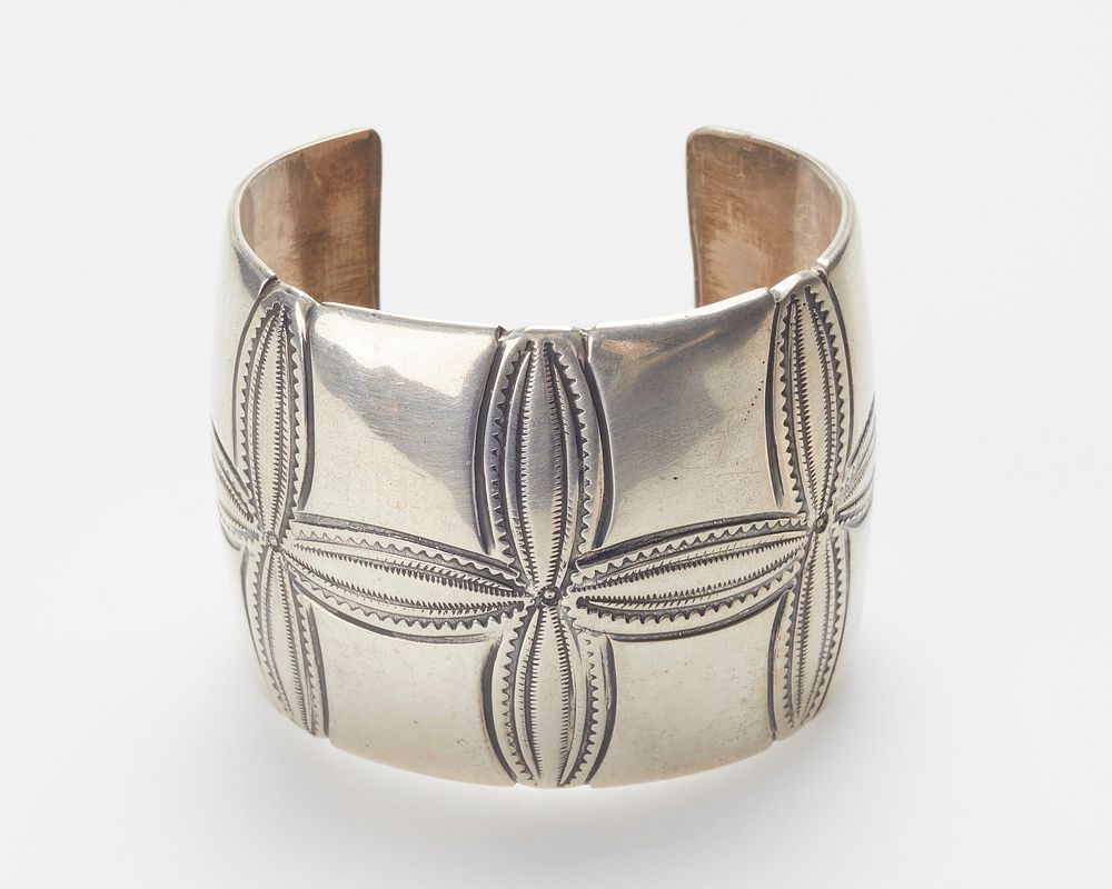 Navajo, New Style; Hollow silver sheet band, stamped decoration. J.#356, Cat.#234. Original from the Minneapolis Institute…