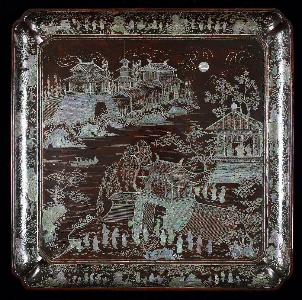 black lacquer with mother-of-pearl inlay; Kang-Shi Period. Original from the Minneapolis Institute of Art.