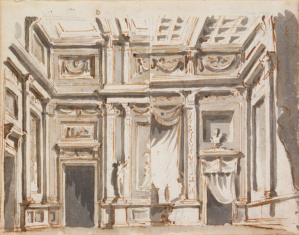 Stage Design: Proposals A and B for a Drawing Room. Original from the Minneapolis Institute of Art.