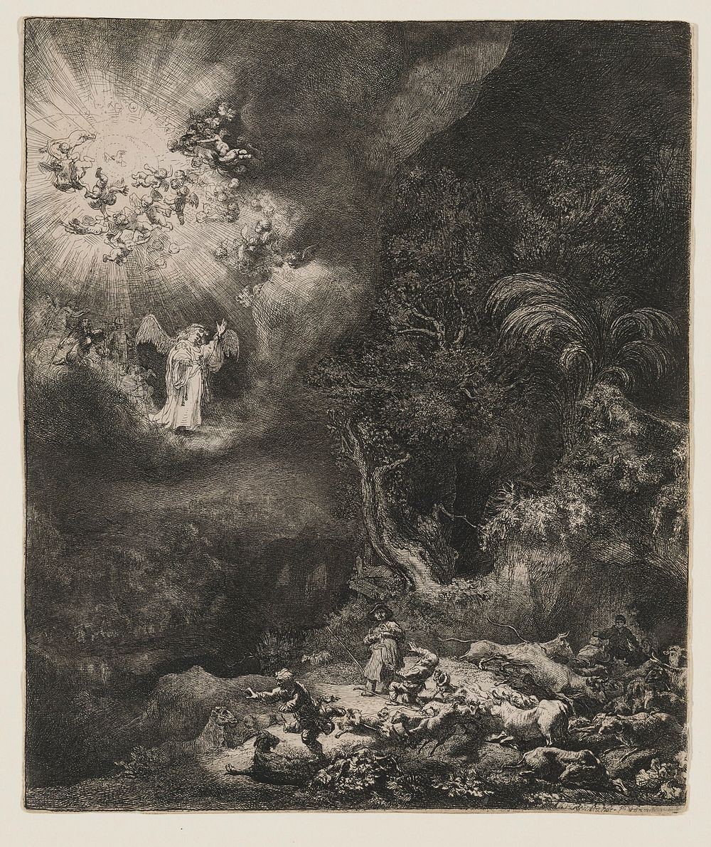 Rembrandt van Rijn's The Angel Appearing to the Shepherds. Original from the Minneapolis Institute of Art.