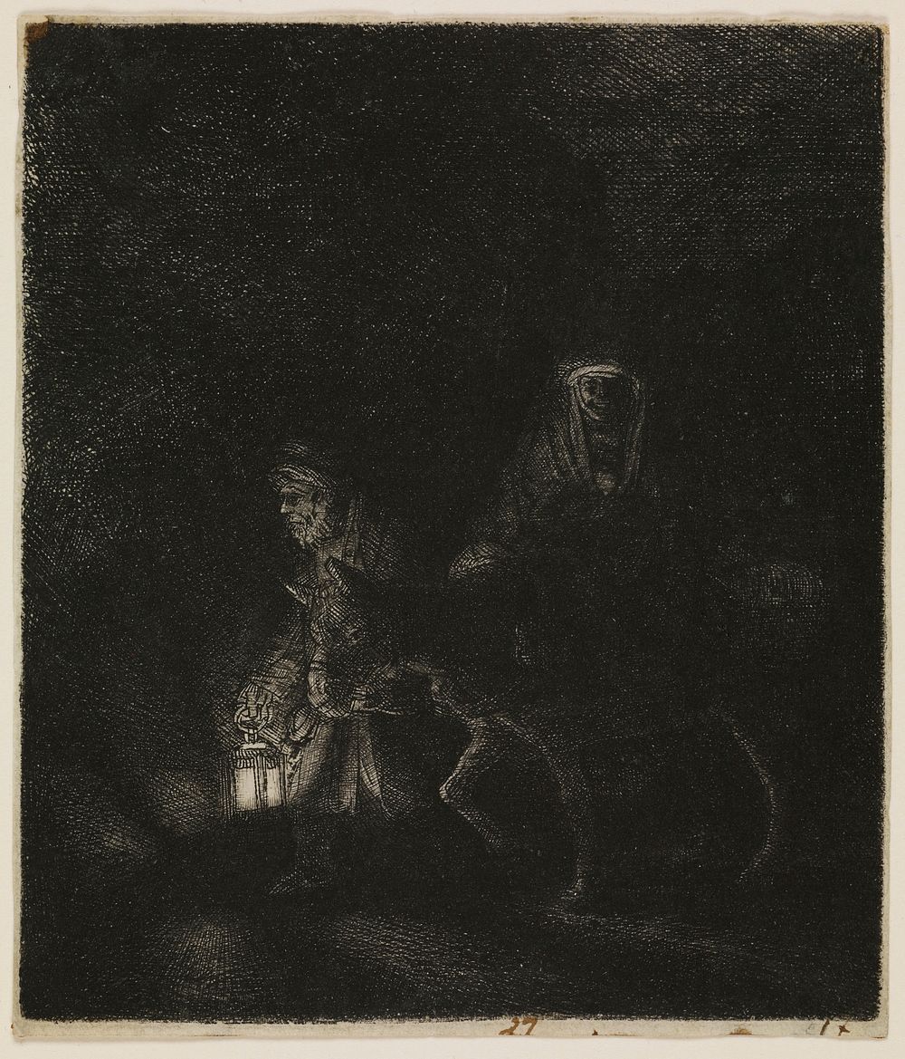 Rembrandt van Rijn's The Flight into Egypt (a night piece). Original from the Minneapolis Institute of Art.