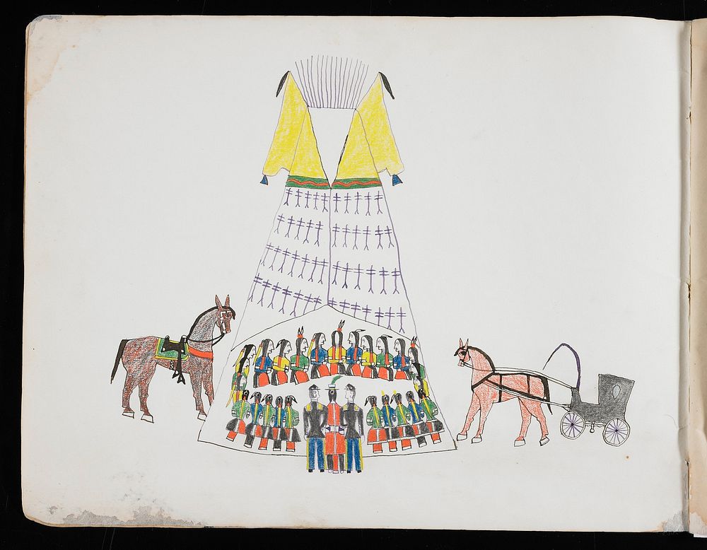 ledger book of 16 drawings of various scenes. Original from the Minneapolis Institute of Art.