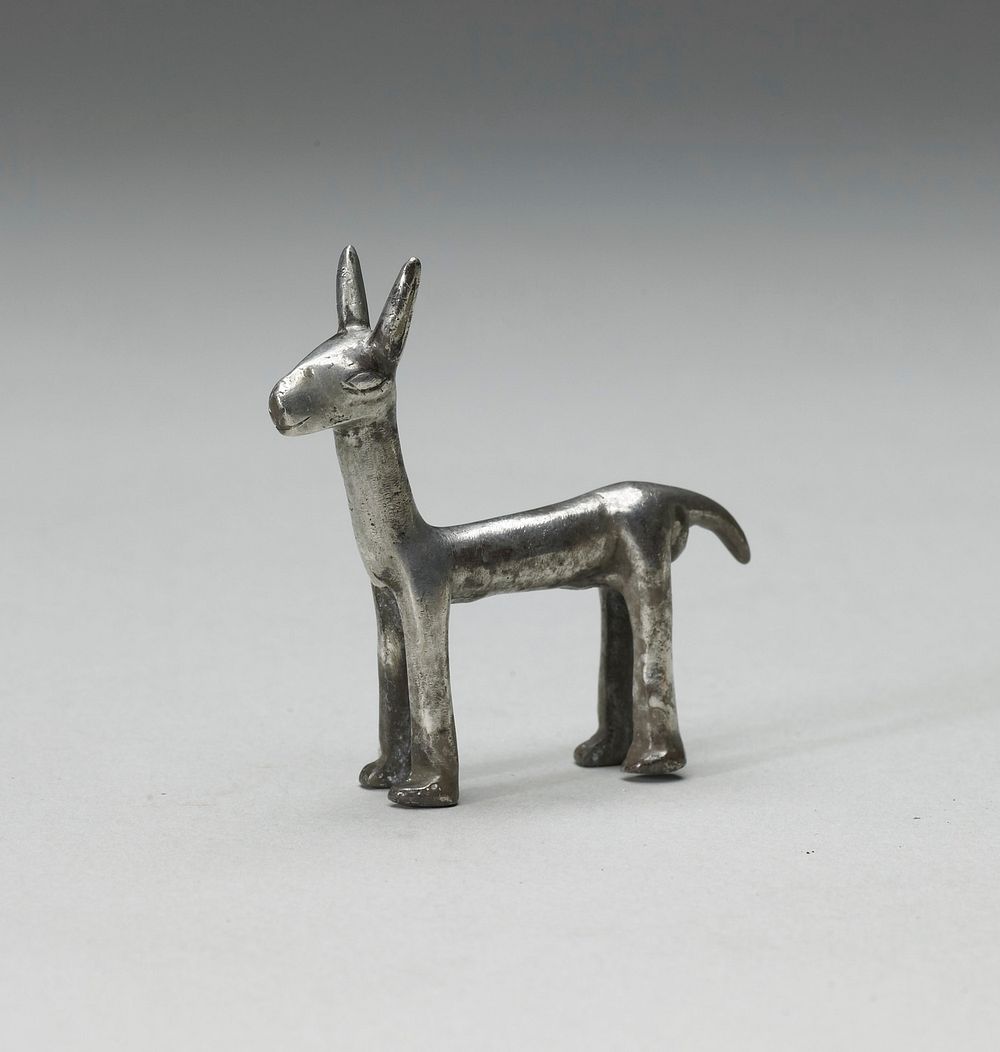 llama with long, thin body, neck and legs; straight legs; erect ears; large eyes. Original from the Minneapolis Institute of…