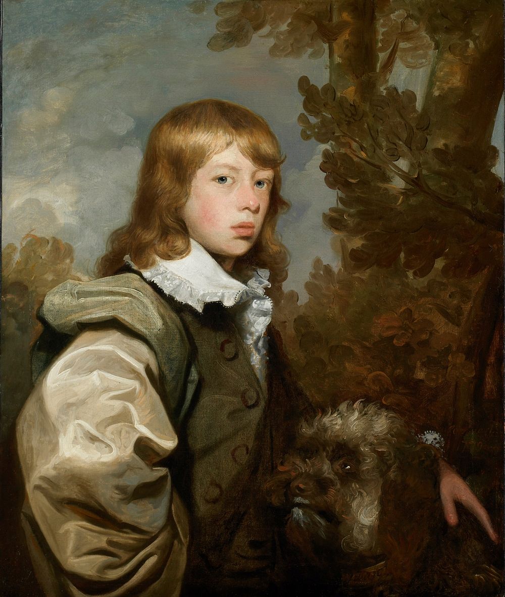 Portrait of a young boy, three quarters view, with a dog. Original from the Minneapolis Institute of Art.