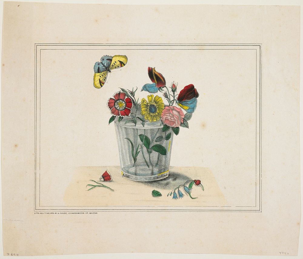 Flowers in a Glass, with Butterfly. Original from the Minneapolis Institute of Art.