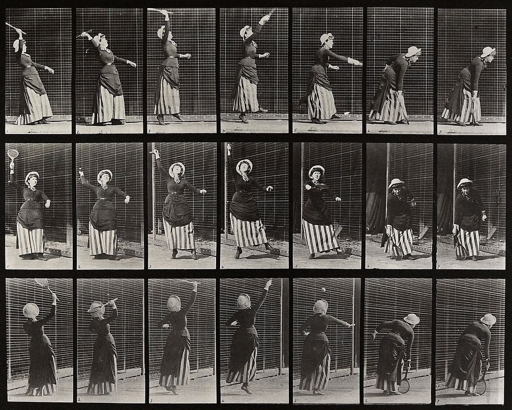 Lawn tennis, serving. From a portfolio of 83 collotypes (1887) by Edweard Muybridge; part of 781 plates published under the…