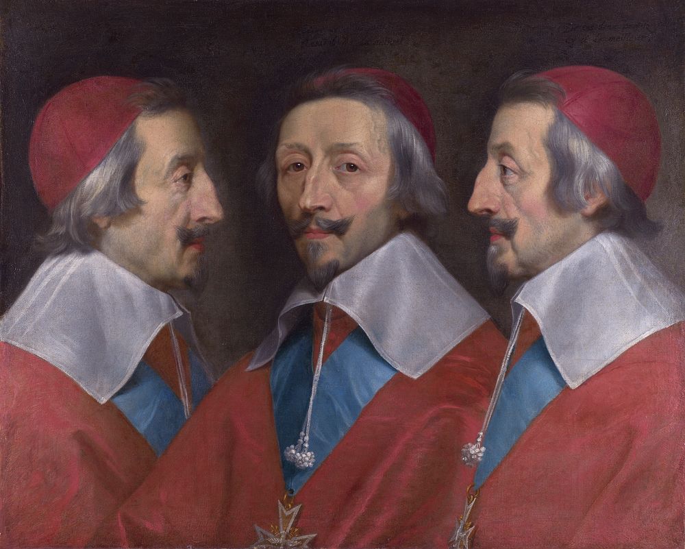 Hier wird das Gesicht des Kardinals von allen Seiten auf einem Bild dargestellt.