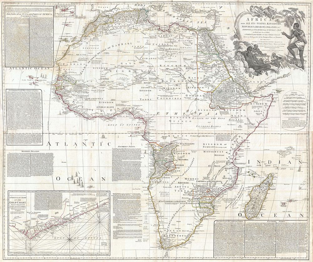 This is probably the most important map of Africa produced in the 18th century. Largely based upon the earlier D’Anville…