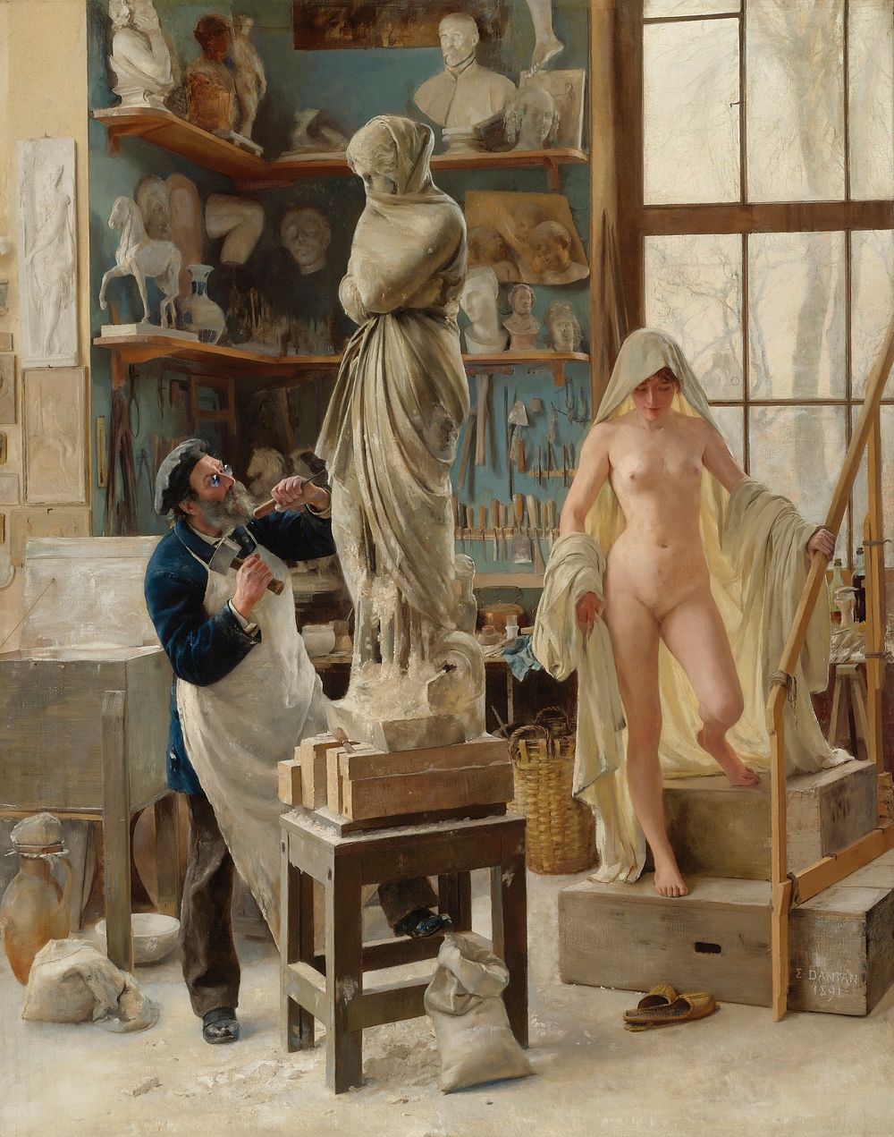 Une Restauration (A Restoration), oil painting by Edouard Dantan, 1891