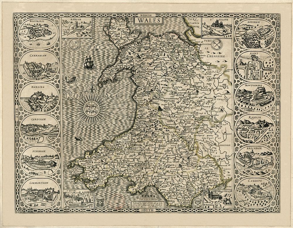 Map of Wales, by John Speed, 1610.