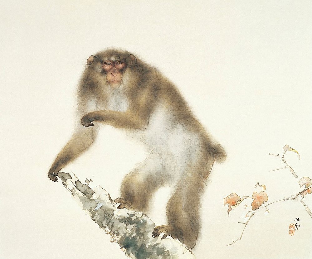 Kansetsu Hashimoto - Old Monkey with Cherry in Autumn - Google Art Project.