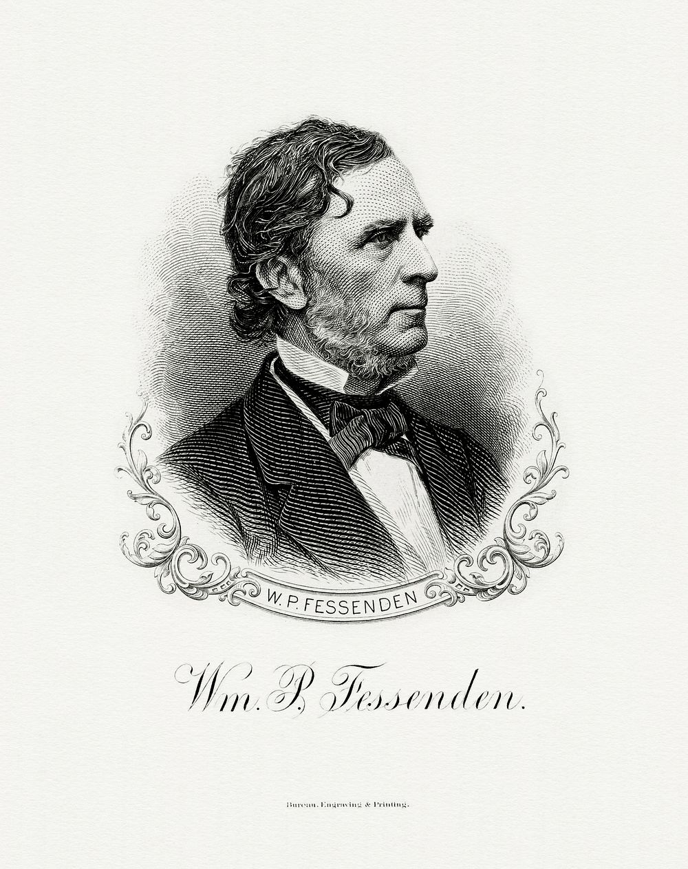 Engraved BEP portrait of U.S. Secretary of the Treasury William P. Fessenden