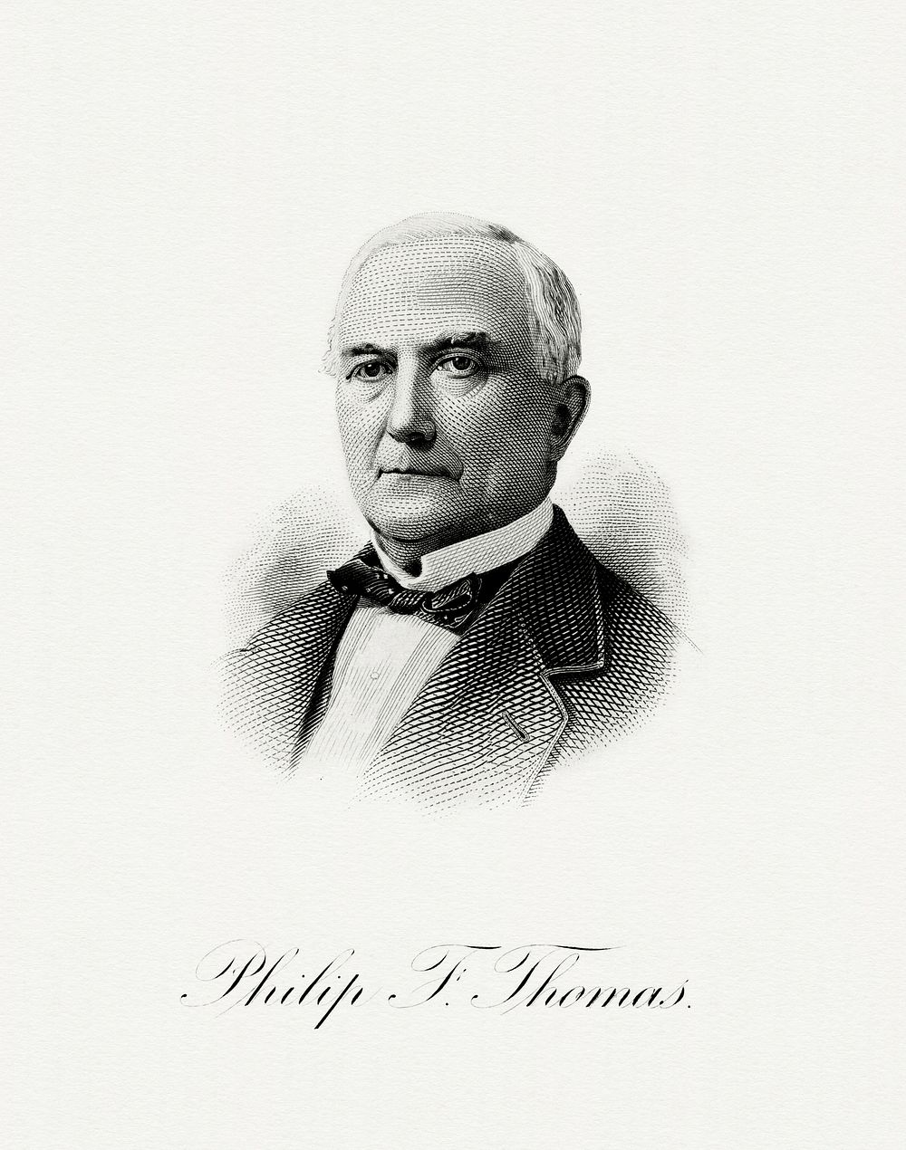 Engraved BEP portrait of U.S. Secretary of the Treasury Philip Francis Thomas