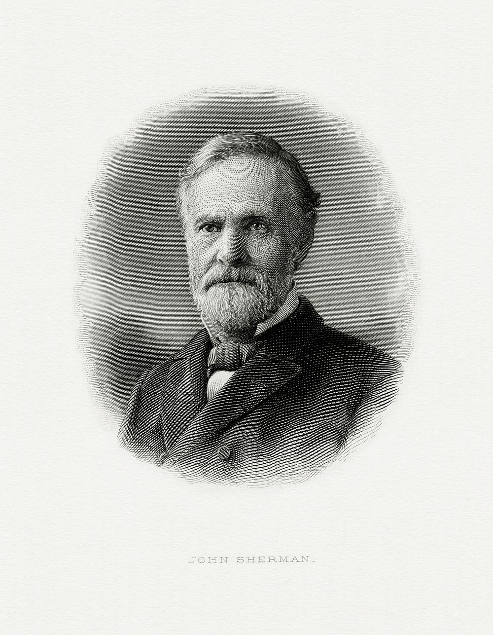 Engraved BEP portrait of U.S. Secretary of the Treasury John Sherman