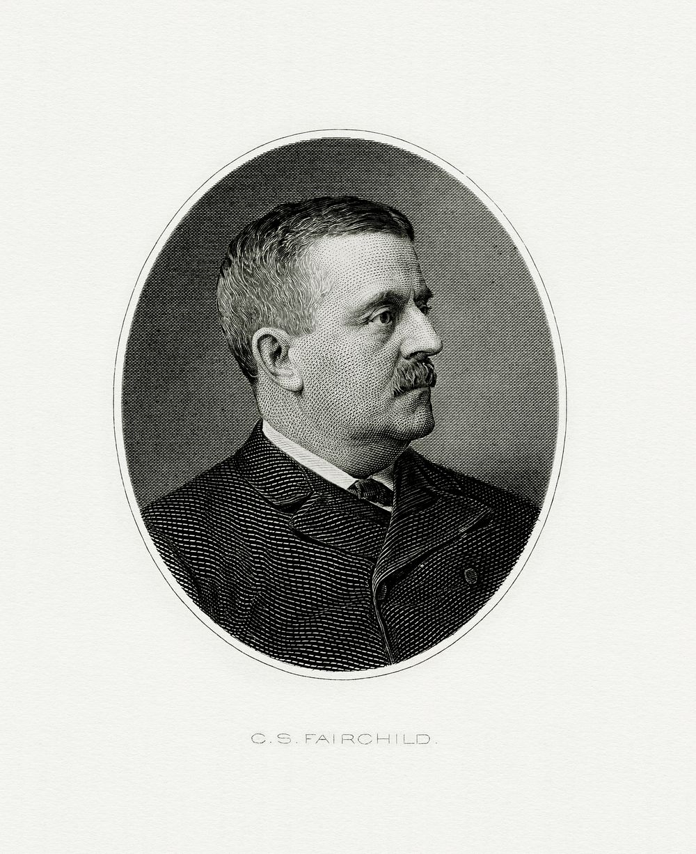 Engraved BEP portrait of U.S. Secretary of the Treasury Charles S. Fairchild