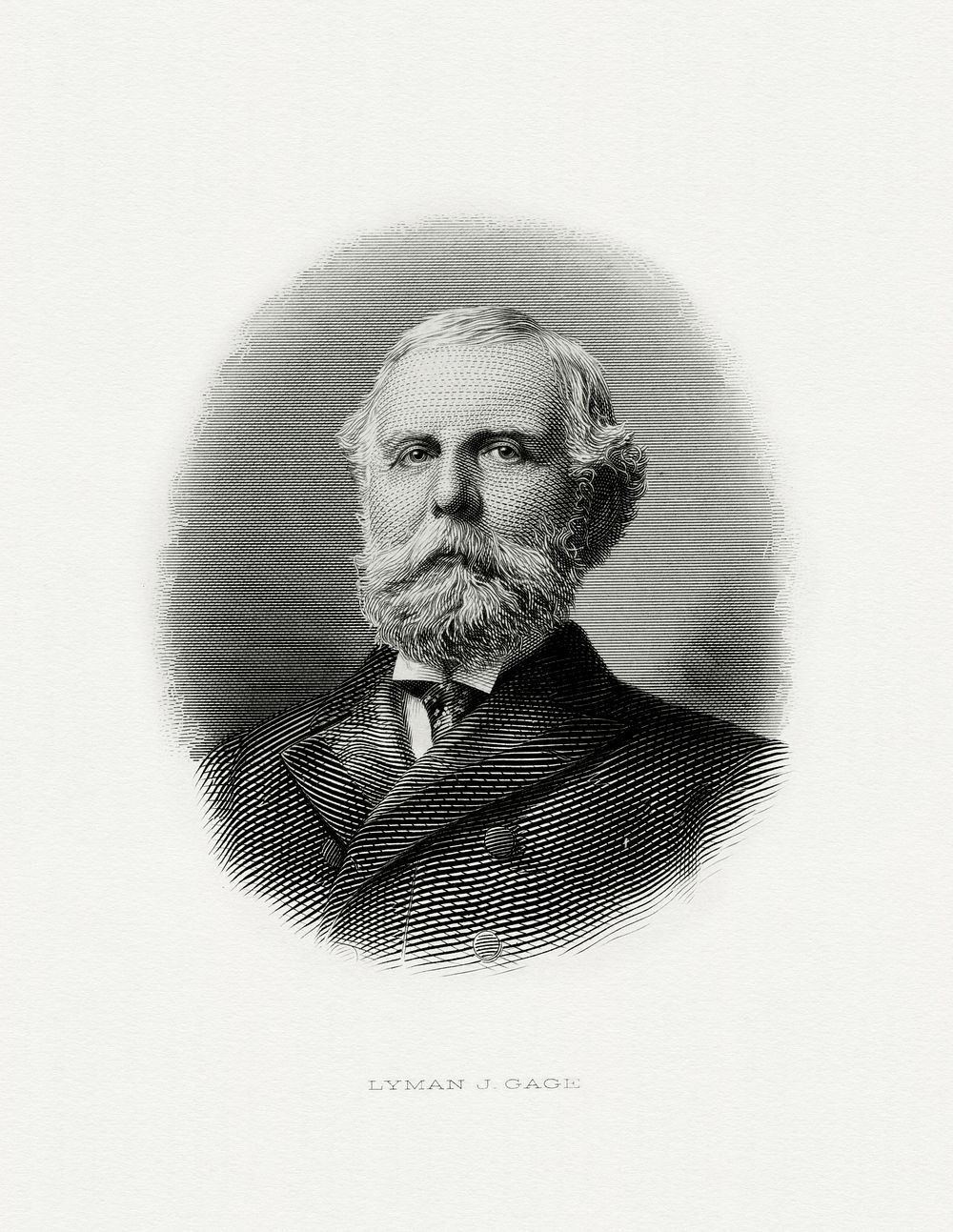 Engraved BEP portrait of U.S. Secretary of the Treasury Lyman J. Gage