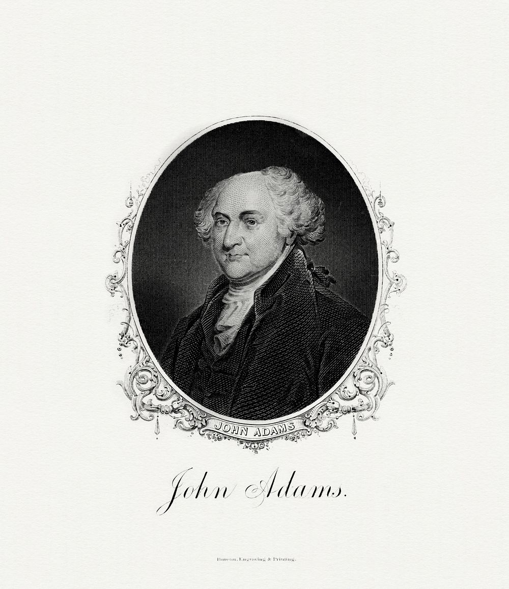 Engraved BEP portrait of U.S. President John Adams