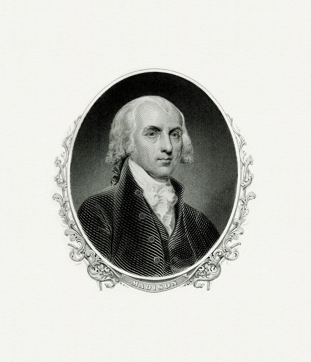 Engraved BEP portrait of U.S. President James Madison