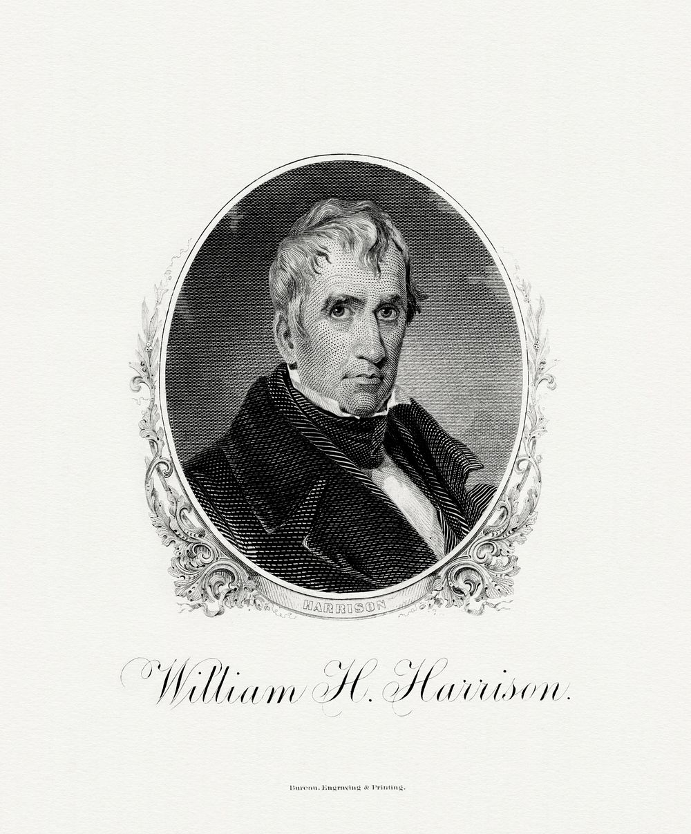 Engraved BEP portrait of U.S. President William Henry Harrison