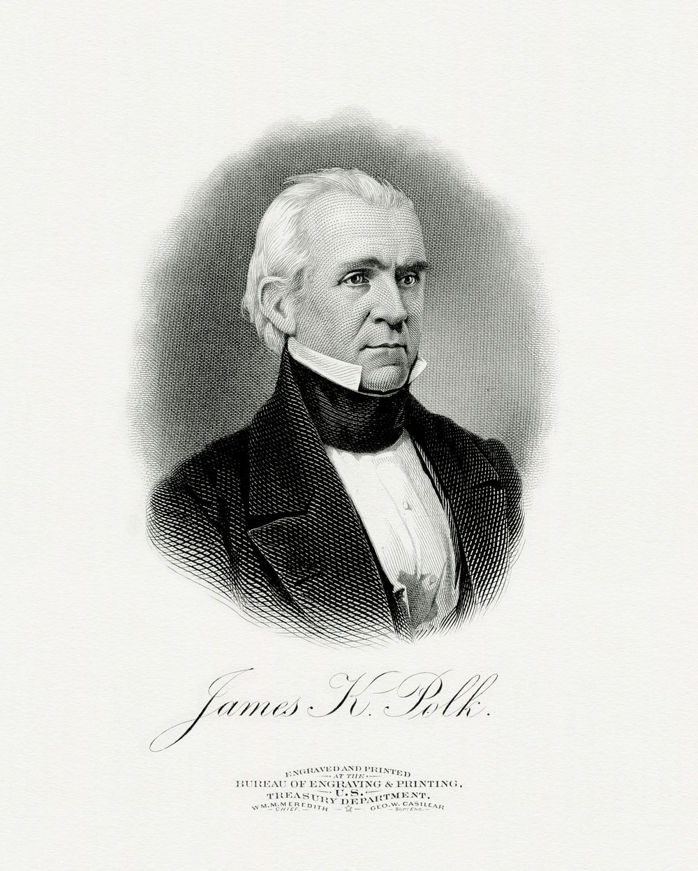Engraved BEP portrait of U.S. President James K. Polk