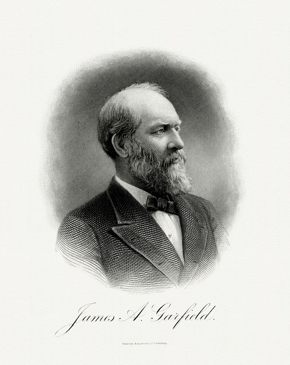 Engraved BEP portrait of U.S. President James A. Garfield