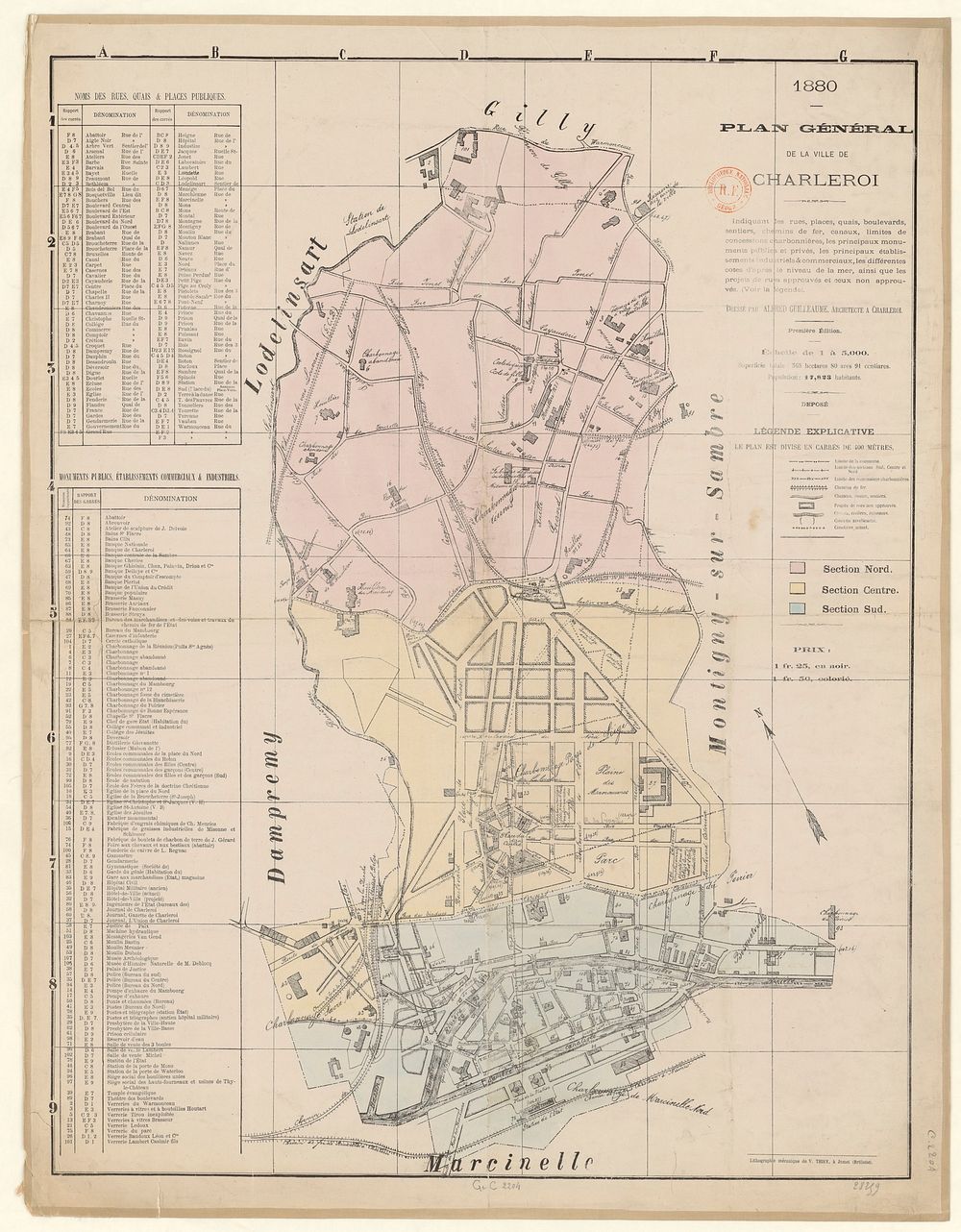 Plan général de la ville de Charleroi - 1880