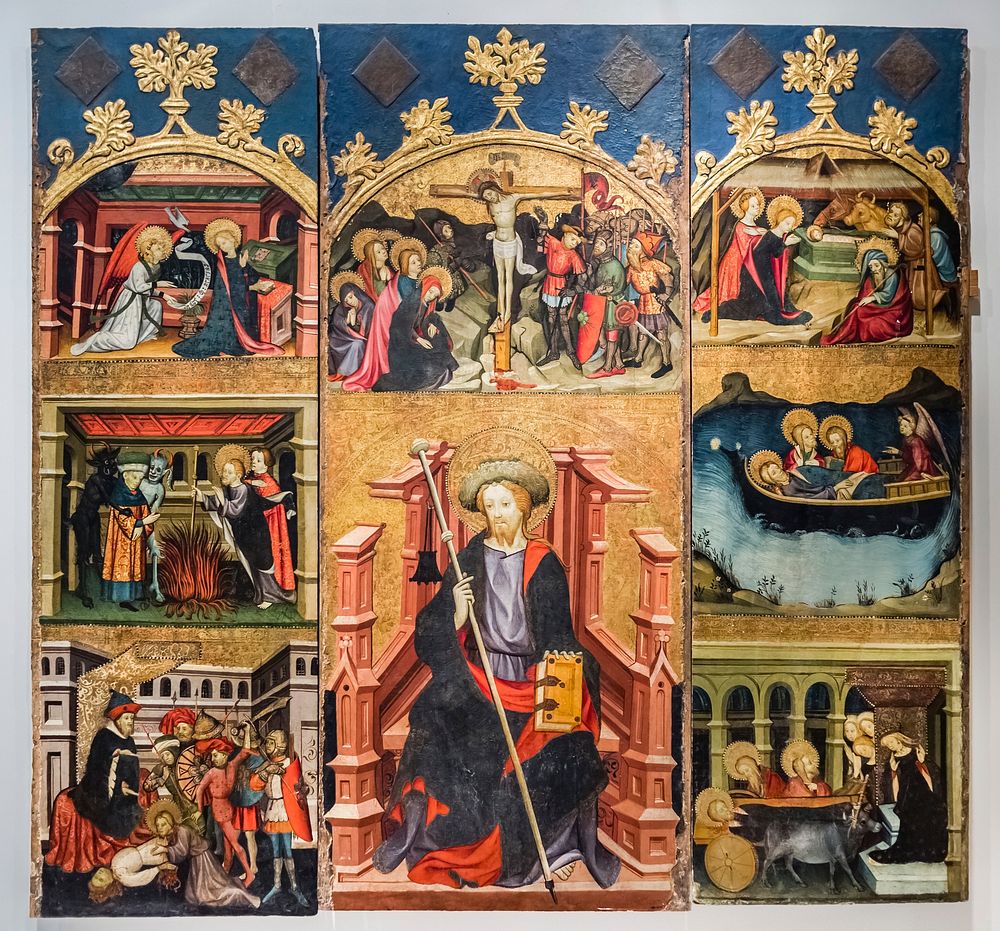 Altarpiece of Santiago. Vallespinosa. Attributed to Joan Mates. XV century. Tempera on wood. Tarragona Cathedral Museum.