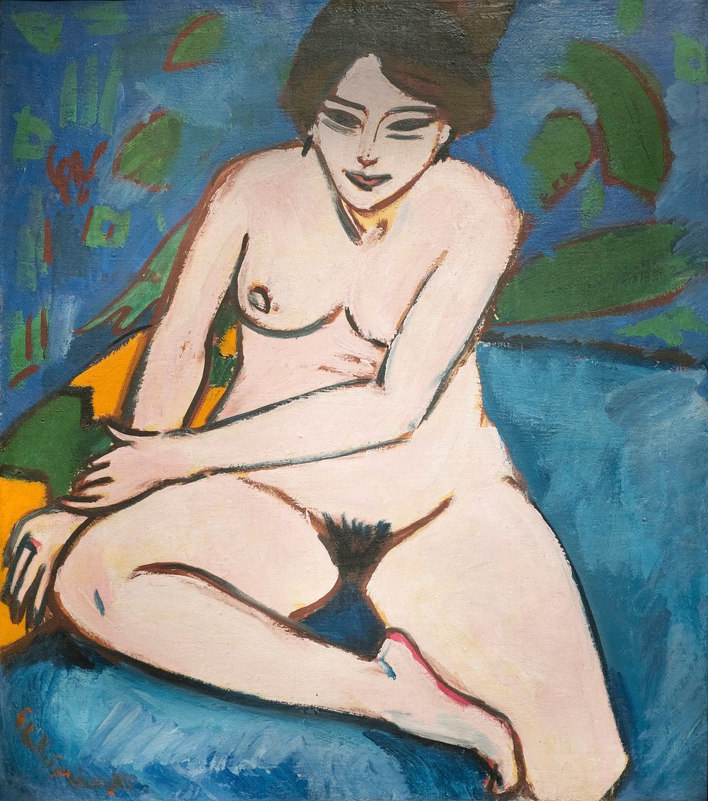 Nude on blue ground