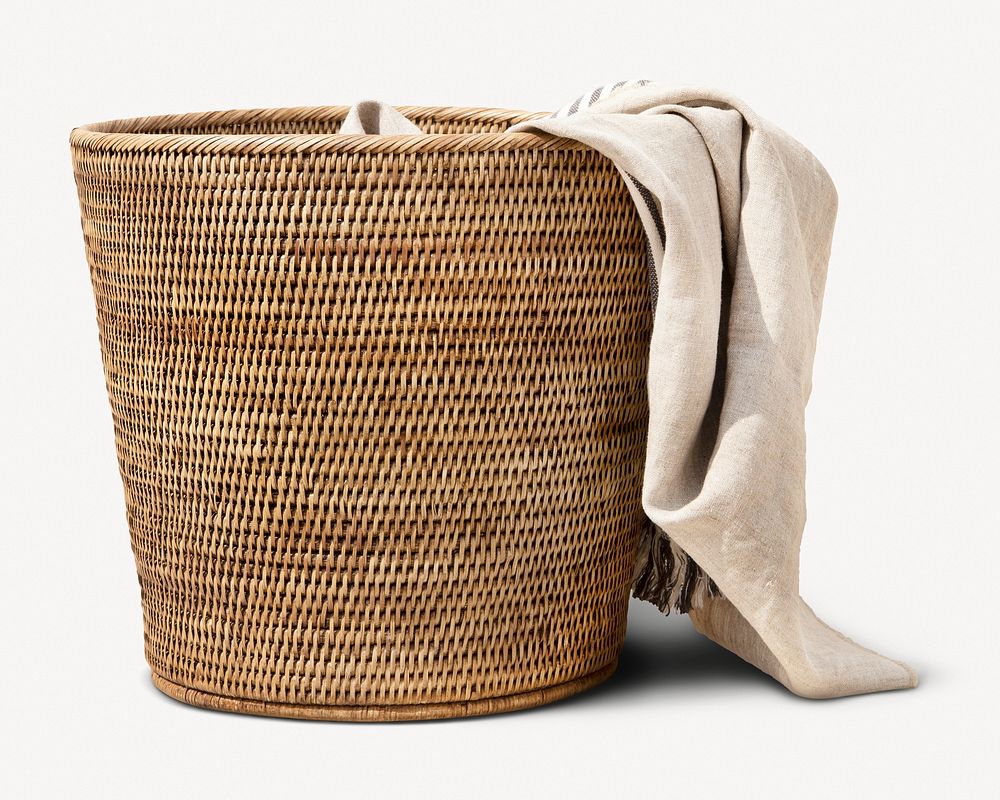 Weaved laundry basket collage element psd