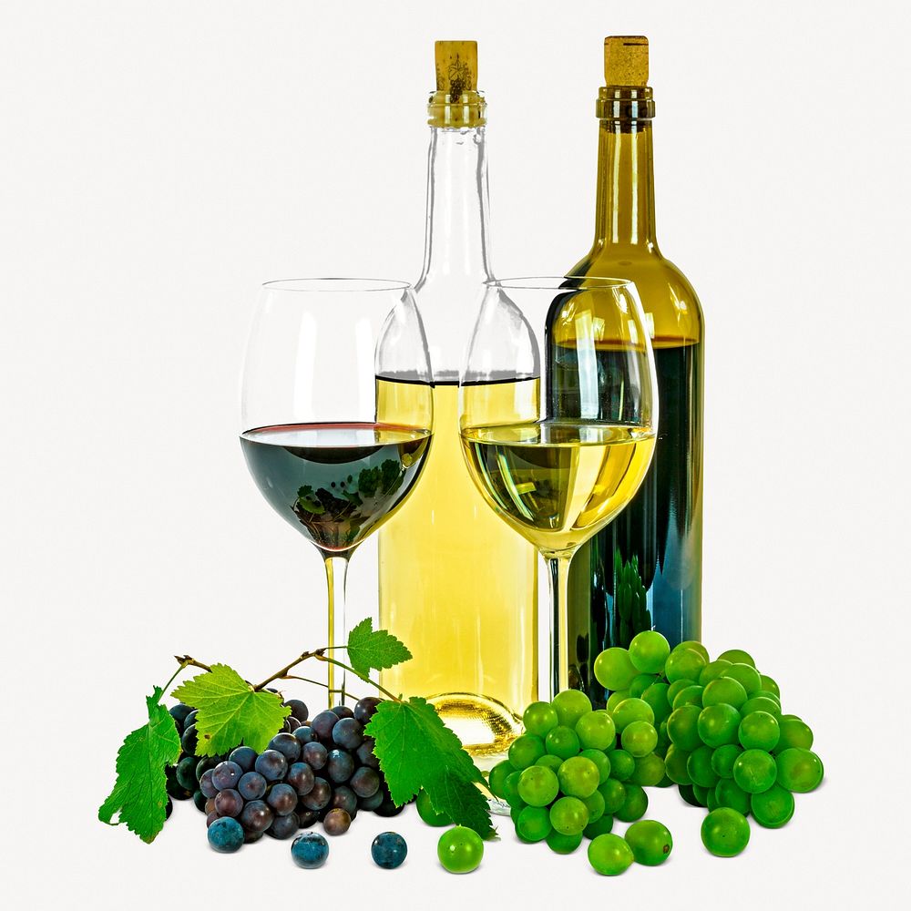 Wine bottle collage element psd